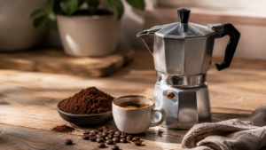 Kaffee für Espressokocher: Der perfekte Mahlgrad & Bohne [Bildinhalt mit KI erstellt]