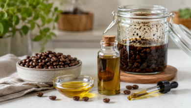 Kaffeeöl selber machen [Bildinhalt mit KI erstellt]
