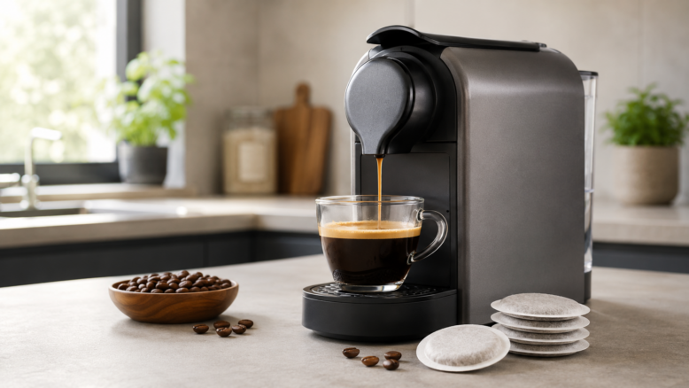 Kaffeepadmaschine [Bildinhalt mit KI erstellt]