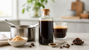 Kaffeesirup selber machen: Rezept [Bildinhalt mit KI erstellt]