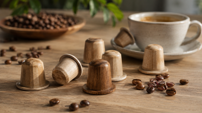 Rezemo Kaffeekapseln aus Holz [Bildinhalt mit KI erstellt]