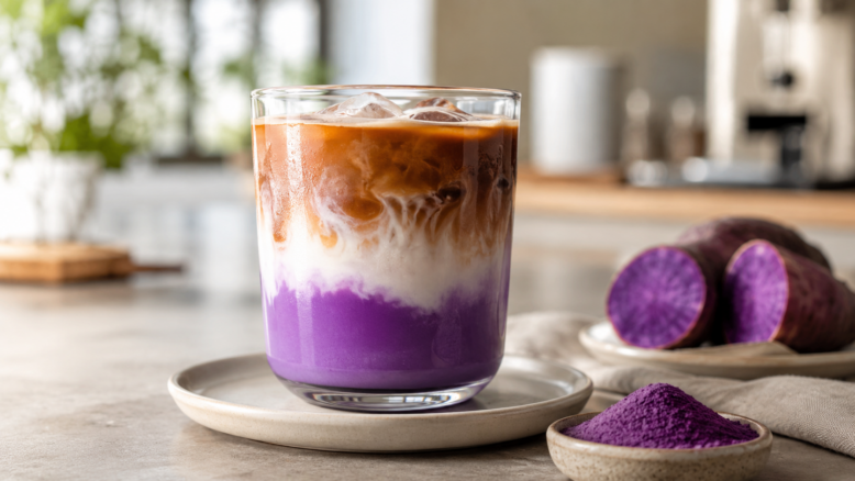 Ube Latte Rezept [Bildinhalt mit KI erstellt]