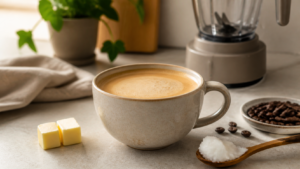 Bulletproof Coffee Rezept: So gelingt cremiger Butterkaffee zu Hause [Bildinhalt mit KI erstellt]