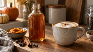 Pumpkin Spice Sirup selber machen: Rezept mit und ohne Kürbis [Bildinhalt mit KI erstellt]