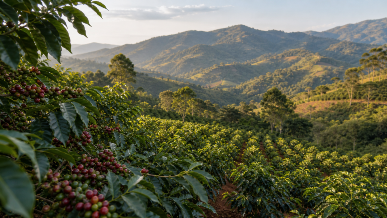 Kaffeekirschen an Villa-Sarchi-Pflanzen in den Hochlagen Costa Ricas
